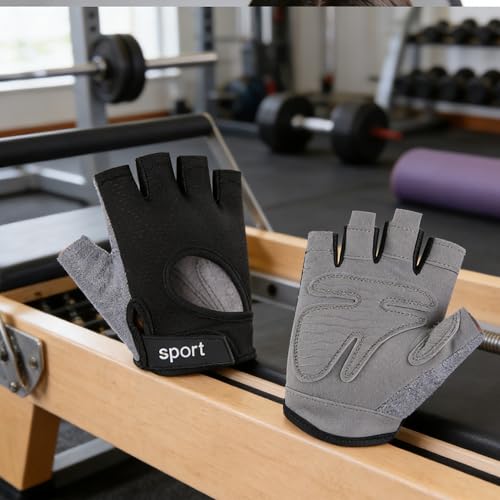IZUS Men Fingerless-Cycling-Gloves Women Workout-Gym-Gloves Non-Slip Palm Breathable Grip for Weight Lifting,Training,Fitness