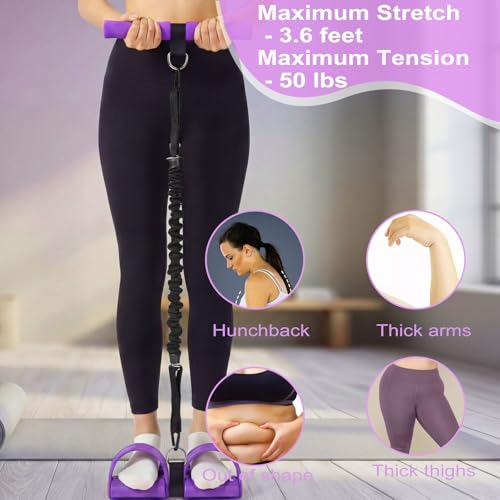 Upgraded Pedal Resistance Band with Handle - Fashion Puller Exercise Tool, Thickened Built-in Latex Tube Pedal Resistance Device & Soft Nitrile Rubber Anti-Slip Footrest for The Core/Arms