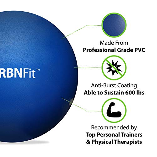 URBNFit Mini Exercise Ball 9” – Small Pilates & Yoga Stability Ball for Core Strength, Balance, Pregnancy & Physical Therapy – Anti-Burst Swiss Ball w/Quick Pump – Home, Office, Gym