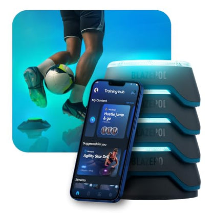 BlazePod Soccer Reaction Training Kit – 4 Smart Light Pods for Speed, Ball Control & Game IQ – Football Reflex Training for Players & Coaches – App Access Included
