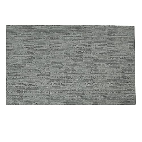100 Sq. Ft 3/8 Inch Thick Printed Foam Tiles Interlocking Foam Mat, Sea Haze Grey Wood Grain Style Print, (24"x24", 25 pcs), Protective Flooring for Home, Exercise or Trade Show