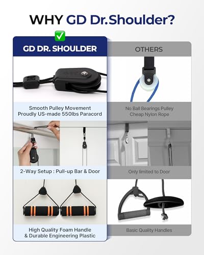 GD Soulder Pulley for Physical Therapy Dr. Shoulder Made in Korea - Adjustable Rope Exercise Equipment for Rotator Cuff, Frozen Shoulder Rehab & Range of Motion, Post Surgery Stretching | Door Anchor Included