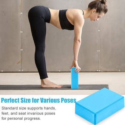 10 Pcs Pilates Ring Blocks Set for Women Home Yoga Equipment Accessories Pilates Ring Circle and Ball Workouts Gift Include Ball Yoga Circle Resistance Bands Block Straps Gym Bag - color: Blue