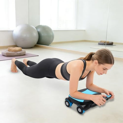 Ab Roller Wheel,4 Wheel Elbow Support Abdominal Wheel,Ab Roller with Elbow Support Automatic Rebound,Core Workout Equipment for Home Gym,330 Lbs Weight Capacity