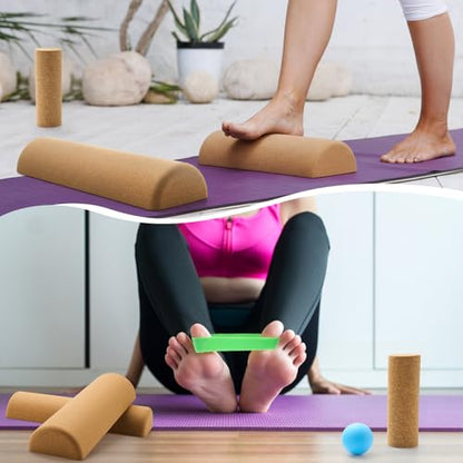 Cork Balance Board – Natural Cork Anti‑Slip Balance Trainer for Foot & Ankle Strength, Improve Stability, Mobility & Core Training | Yoga, Pilates, Physical Therapy, Rehab Exercise Board