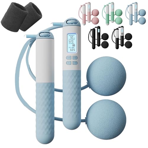 Jump Rope,Skipping Rope With Counter (Gravity Ball With/Without Rope),Gravity Ball Jump Rope,Digital Cordless Jump Rope with Counter,Jumping Rope for Adults - color: Blue, size: 60mm-Ball