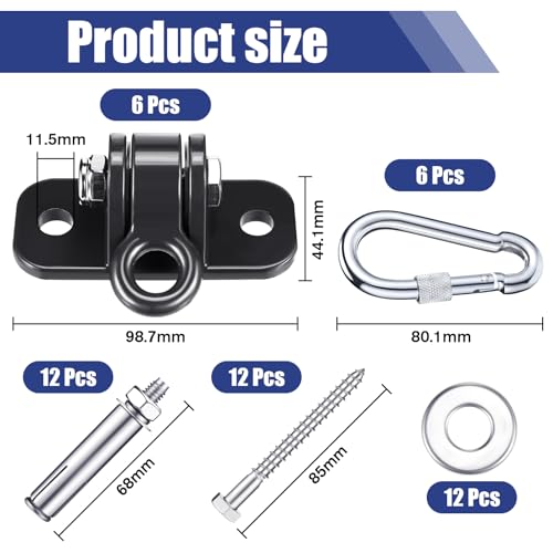 Tandefio 6 Sets Swing Hanger with Swingset Accessory, Black - color: Black