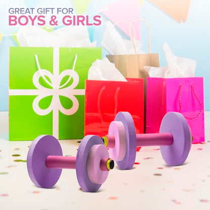 Modern Innovations Kids Weight Set (2 Pack) Toy Dumbbells, Baby Dumbbell Workout Weights, Fun Fitness and Exercise Equipment for Toddlers (Pink & Purple) - color: Pink/Purple, style: Dumbbells
