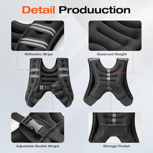 Weighted Vest for Women Men, Weight Vest for Walking, Adjustable Weight Training Vest for Workout, Running, Exercise - size: 12lbs