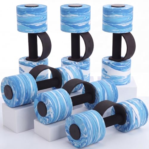 Lewtemi 6 Pcs Water Weights Pool Exercise Set, Aqua Exercise Dumbbells with Handle Strips, High-density Eva-foam Dumbbells for Water Aerobics, Pool Fitness - size: 12 x 3.2 x 3.7 in