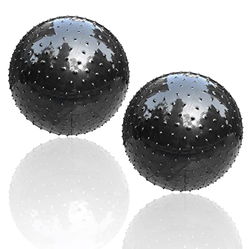 Large Sensory Massage Ball for Kids,2-Pack 33.5" 85CM Bouncy Exercise Balls, Big Inflatable Toys with Tactile Spikes, Outdoor Giant Yoga Balls, Large Beach Ball (2 Black) - color: 2 SET BLACK BALLS