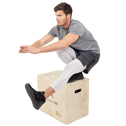 ProsourceFit 3-in-1 Wood Plyometric Jump Box For Cross Conditioning, Agility, Vertical Jump Training & Plyo Workouts - size: Beige 24 x 20 x 16, style: Smooth Sanded Finish