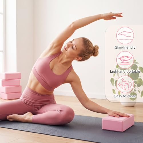10 Pcs Foam EVA Yoga Blocks Lightweight Non Slip Supportive Yoga Bricks for Pilates Stretching and Meditation, Women Men Yogi Beginners - color: Pink