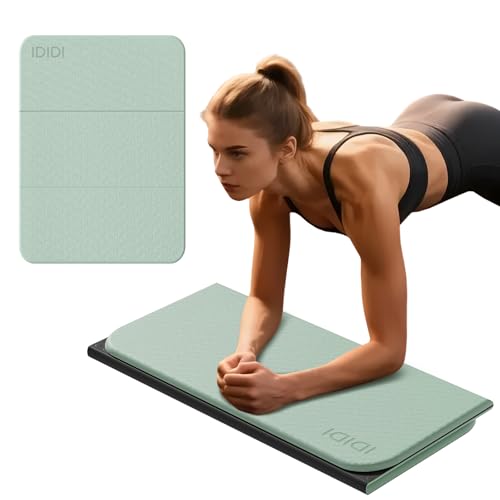 Foldable Exercise Pad for Gym or Home Use, (1.2" x 14"x 24"）Extra Thick and Wide Multi-Functional Knee Pad Cushion & Push Up Mat for Man Woman Kids, Non-Toxic POE Kids Yoga Mat, Lightweight Elbow Cushion for Yoga, Pilates