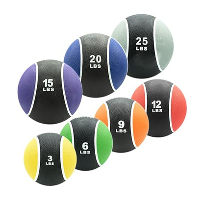 Valor Fitness Weighted Medicine Balls Handheld Rubber Med Ball Weights for Core Training Balance Ab Workout Equipment Home Gym Exercise