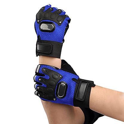 Mens Half Finger Weight Lifting Workout Glove Adult Fingerless Fitness Driving Glove Non-Slip Breathable Outdoor Motorcycle Camping Mitten - color: Blue