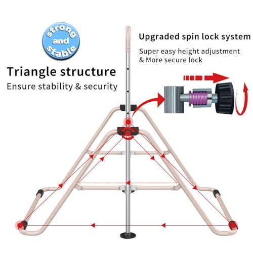 Expandable Gymnastics Bars, Adjustable Height Gymnastic Horizontal Bars, Children Folding Training Bar for Kids - color: Beige