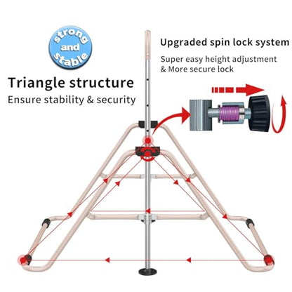 Expandable Gymnastics Bars, Adjustable Height Gymnastic Horizontal Bars, Children Folding Training Bar for Kids - color: Beige
