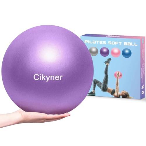 Cikyner Soft Pilates Ball, Small Exercise Ball 9 Inch Mini Gym Ball with Inflatable Straw, Suitable for Pilates, Yoga, Full Body Training, Physical Therapy and Balance improving at Home, Gym & Office - color: Purple