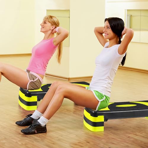 31” Aerobic Step Platform for Exercise, Adjustable Workout Stepper with Non-Slip Surface, Fitness Step Platform with 3 Height Levels, 400 LBS Capacity for Home Gym Cardio Training (Green)
