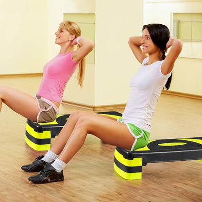 31” Aerobic Step Platform for Exercise, Adjustable Workout Stepper with Non-Slip Surface, Fitness Step Platform with 3 Height Levels, 400 LBS Capacity for Home Gym Cardio Training (Green)