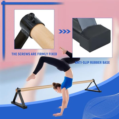Leyndo 54” Gymnastics Pirouette Floor Bar, Handstand Trainer Bars - color: Black