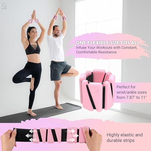 Adjustable Silicone Weight Bracelet for Wrist and Ankle – 1 lb 2 PCS, Water Resistant, Pink Color, Ideal for Strength Training and Fitness at Home and Gym