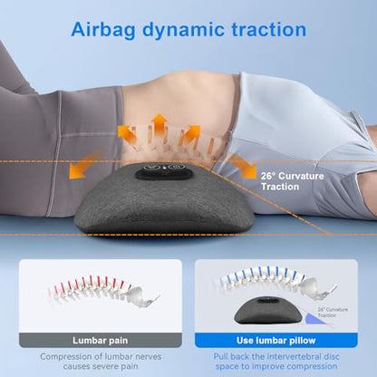3 in 1 Lower Back Massager - Electric Lumbar with Heat, Vibration Massager, Airbag Traction,Lumbar Support Pillow for Lower Back Pain Relief,Deep Tissue Relaxation FSA Eligible/HSA Eligible
