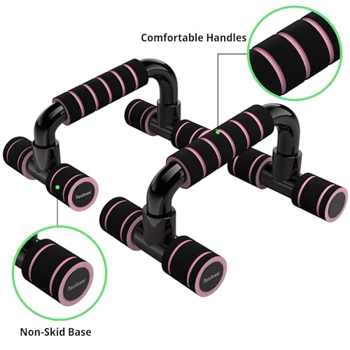 READAEER Push Up Bars Gym Exercise Equipment Fitness 1 Pair Pushup Handles with Cushioned Foam Grip and Non-Slip Sturdy Structure Push Up Bars for Men & Women - color: Pink