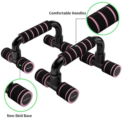READAEER Push Up Bars Gym Exercise Equipment Fitness 1 Pair Pushup Handles with Cushioned Foam Grip and Non-Slip Sturdy Structure Push Up Bars for Men & Women - color: Pink