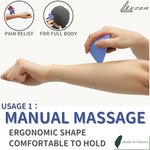 LEZER Trigger Massage Point, Manual Massage Ball, Muscle Knots Relief Tool, Myofascial Release, Physical Therapy, Deep Tissue Back Massage, Plantar Fasciitis, 2.9 in x 2.1 in (Blue) - style: 02 - Trigger Blue