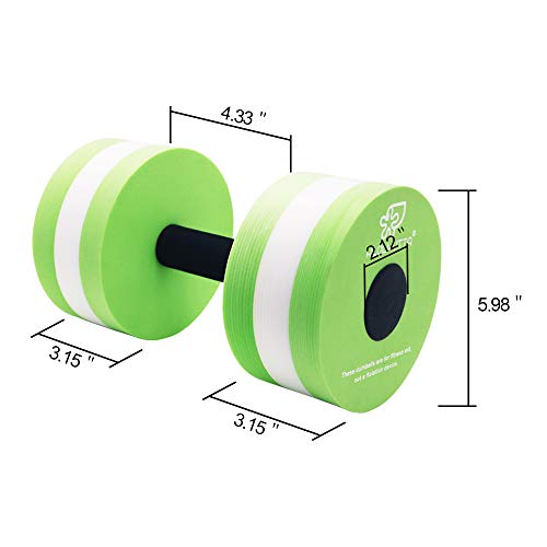 Water Dumbbells, Pool Weights for Water Exercise, 2 Pcs Aquatic Barbells - color: Green