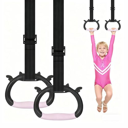 Kids Adjustable Gymnastics Rings - Home Gym Strength Training Pulling Rings for Children Physical Fitness