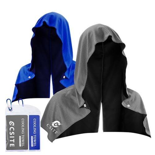 2 Pack Cooling Hoodie Towels, Instant Cooling Towels for Neck and Face, UPF 50 Sun Protection, Ice Towel for Hot Weather, Head Towel for Sports, Camping, Cycling & More Activities - color: Royalblue/Dark Gray