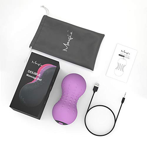Heating Vibrating Peanut Massage Ball - 5 Intensity Levels & 1 Heat Mode - Foam Roller Double Lacrosse Ball - Deep Tissue Trigger Point Therapy - Handheld, Mobility, Rechargeable (Purple)