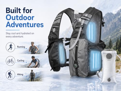Cooling Hydration Vest with Cooling Packs, 2L BPA-Free Water Bladder, Lightweight Running Vest for Hiking, Cycling & Marathon Training - color: Charcoal Gray