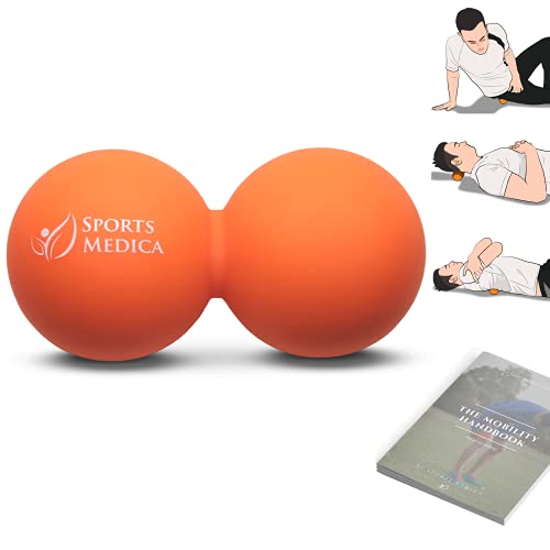 Peanut Massage Ball - Double Lacrosse and Peanut Ball Therapy | Trigger Point Deep Tissue Exercise | Back Muscle Foam Roller for Myofascial Release | Suboccipital Spine Device - Pressure Point - color: Orange Peanut Ball