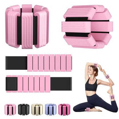 Pilates Wrist and Ankle Weights for Women - Adjustable Weighted Bangles for Men, 2 lbs Weighted Arm Bands Foot Leg Weights for Walking, Yoga, Training, Exercise, Running, Set of 2 (1LB Each)