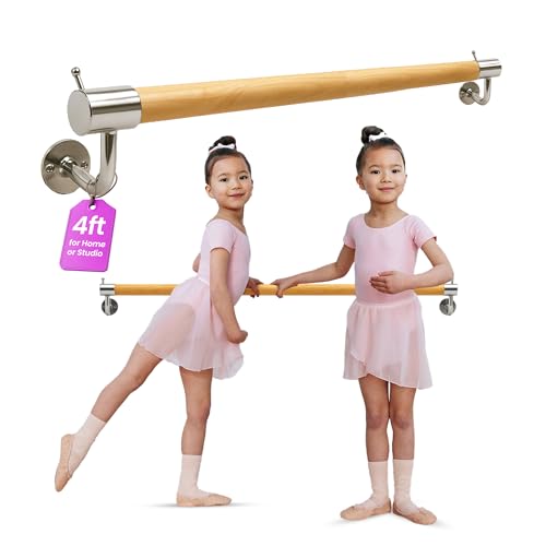 Wall-Mounted Ballet Barre 2ft and 4ft– Portable Dance Bar for Home or Studio –Ballet Bar Wall Mount for Stretching, Yoga, Pilates and Flexibility Training – Suitable for Adults and Kids