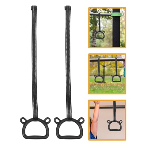 Housoutil Gymnastic Rings Set with Straps, Adjustable Pull up Rings for ’s Indoor Fitness Training and Strength Building, Thickened Sturdy Gym Equipment for Home Use