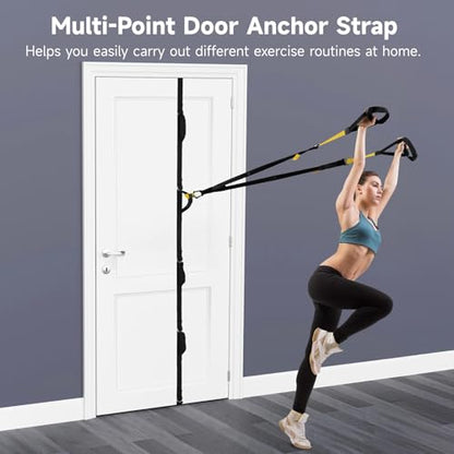 Door Anchor Strap for Resistance Bands, Multi-Point Door Exercise Anchor, Portable Anchor Gym Attachment with 5 Fixed Loops, Heavy Duty Home Gym Workout Equipment