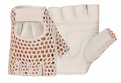 Mesh Leather Padded Women Weight Lifting Training Cycling Driving Wheelchair White Gloves