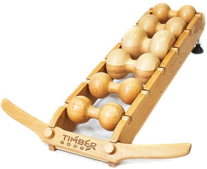 RIZONE 6-Rollers Massager for Back, Spine, Neck, Body and Legs Pain Relief – Wood Therapy Massage Tools
