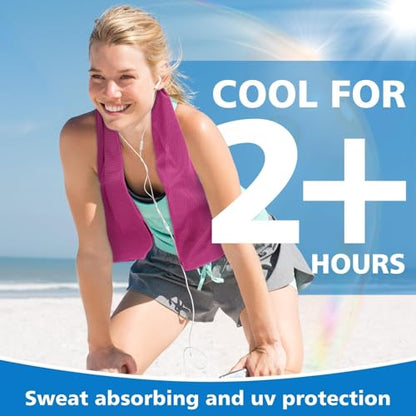 24 Pack Cooling Towels Bulk for Neck and Face 40"x12" Ice Cooling Sweat Rags Microfiber Soft Breathable Soft Chilly Towel for Yoga Golf Sport Running - color: Hot Pink
