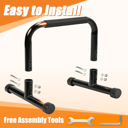 Push Up Bar Strength Training For Handstands,10'' High Steel Parallettes & Dip Bar With Foam Handle & Fitness Wristbands,Heavy-Duty Calisthenics Parallel Bars Calisthenics Equipment,Home Gym Strength Training Workout