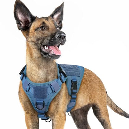 rabbitgoo Tactical Dog Harness for Small, Heavy Duty Military No Pull Vest - color: Blue, size: Small