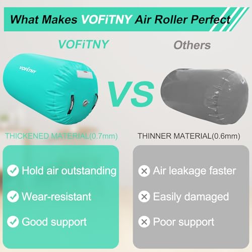 VOFiTNY Gymnastics Air Barrel Tumbling Equipment Back Handspring Trainer - color: Mint nopump, size: 4'L x 3'D