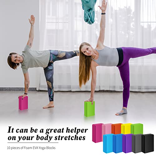 10 Pcs Foam EVA Yoga Blocks Lightweight Non Slip Supportive Yoga Bricks for Pilates Stretching and Meditation, Women Men Yogi Beginners - color: Mixed Colors
