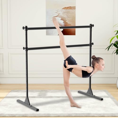 4FT/5FT/6FT Height Adjustable Freestanding Ballet Barre with Fabric Sleeve Portable Double Ballet Bar 350 lbs Capacity Heavy Duty Dance Barre for Home Workout, Stretch - color: 4FT Ballet Barre Only