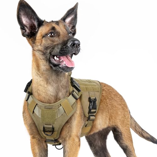 rabbitgoo Tactical Dog Harness for Small, Heavy Duty Military No Pull Vest - color: Brown, size: Small
